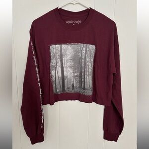 Taylor Swift Folklore Maroon Graphic Cropped Cropped Shirt